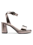 Sandały damskie - Clarks Skórzane sandały "Ambyrlyn Bay" w kolorze złotym - miniaturka - grafika 1