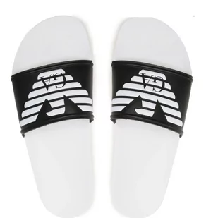 Klapki męskie Emporio Armani Beachwear wsuwane biało-czarne-45 - Klapki i japonki męskie - miniaturka - grafika 1