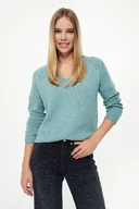 Swetry damskie - Miętowy sweter w stylu casual - Greenpoint - miniaturka - grafika 1