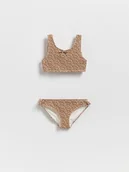 Stroje kąpielowe dla dziewczynek - Reserved - Dwuczęściowy strój kąpielowy we wzór - brązowy - miniaturka - grafika 1