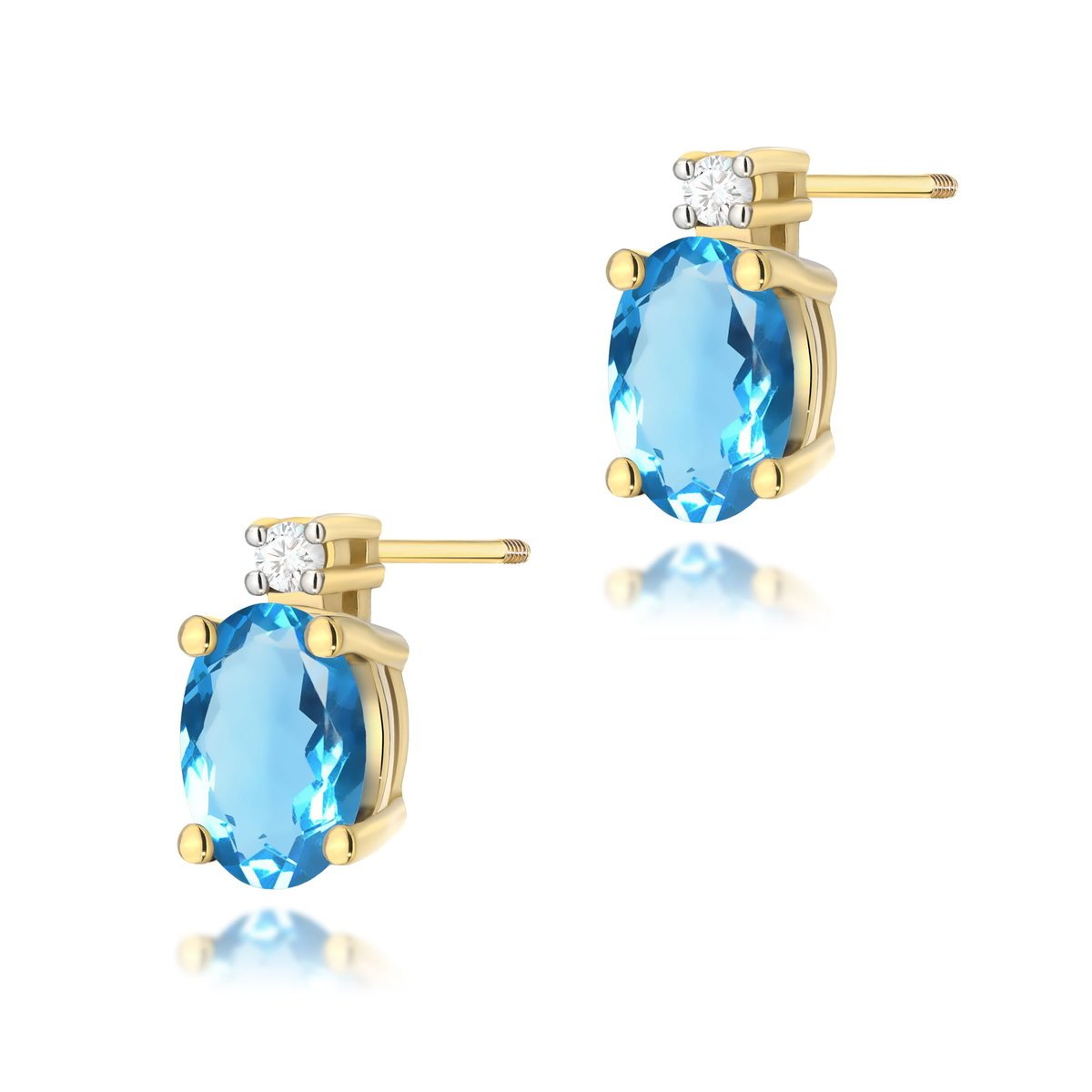 Złote kolczyki K0001 Topaz 2 x 0,50ct żółte złoto sztyft zakręcany pr. 585