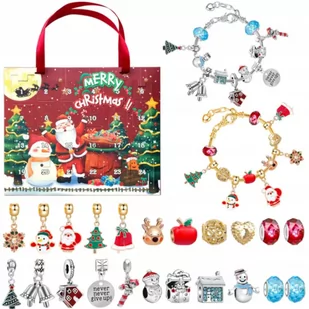 KALENDARZ ADWENTOWY BRANSOLETKA BIŻUTERIA CHARMS ZAWIESZKI 24SZT DIY [SE-KAL1] - Ozdoby bożonarodzeniowe - miniaturka - grafika 1
