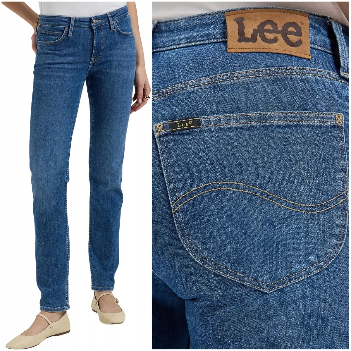 Lee Elly slim Hidden dopasowane proste damskie spodnie jeansowe W28 L31