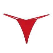 Majtki damskie - Stringi gładkie regulowane - Czerwony M - miniaturka - grafika 1