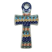 Ozdoby bożonarodzeniowe - Ceramiczny krzyż wiszący Ceramika Bolesławiec - miniaturka - grafika 1