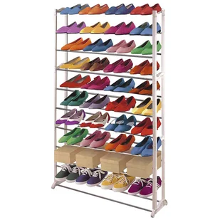 Stojak na buty Stojak na buty, plastikowy, metalowe poprzeczki, biały ~ na 40 par butów - Szafki na buty - miniaturka - grafika 1