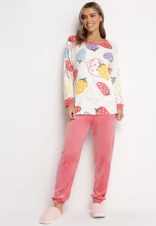Piżamy damskie - Różowy 2-częściowy Komplet Piżamowy z Bluzką z Nadrukami i Spodniami Tamtuna - grafika 1