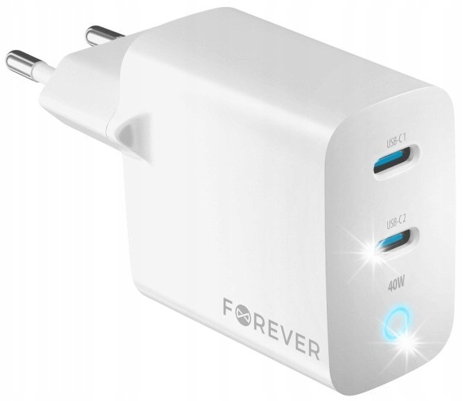 SZYBKA PODWÓJNA ładowarka sieciowa GaN PD QC TC-06-40CC 2x USB-C Typ-C 40W