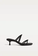Sandały damskie - Stradivarius Sandały na obcasie z kokardą Czarny 38 - miniaturka - grafika 1