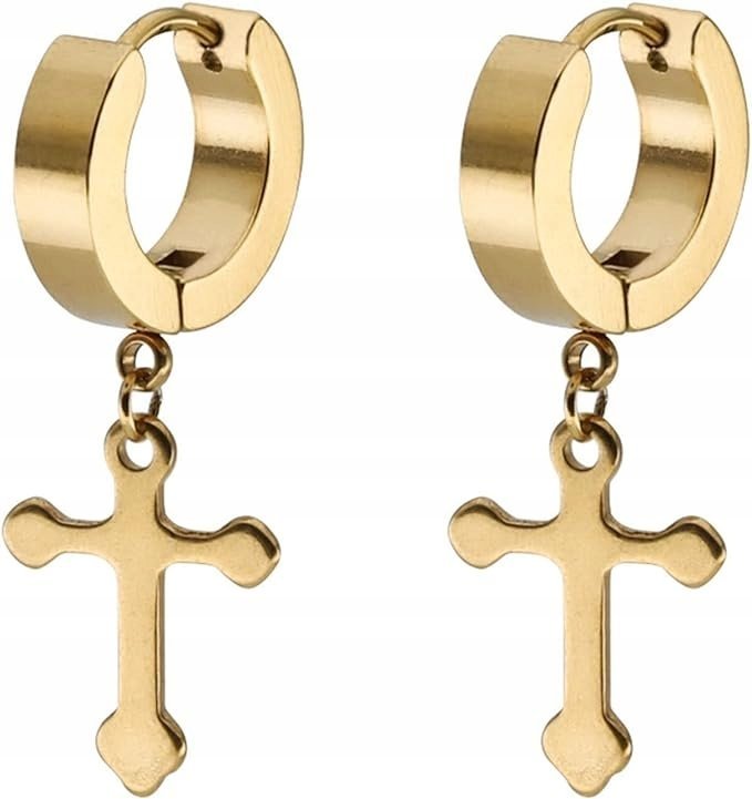 HUGGIE Krzyż Krzyżyk Kolczyki do Uszu STAL Punk Gothic