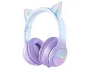 Słuchawki - I-ONIK Słuchawki gamingowe B90 RGB kocie uszy Fioletowe ON-B90_CAT/PE - miniaturka - grafika 1