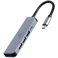 Wtyczki i adaptery - GEMBIRD A-CM-COMBO5-03 Wieloportowy Adapter USB Type C 5w1 Hub + HDMI + PD - miniaturka - grafika 1