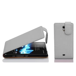Etui Cadorabo do Sony Xperia T w kolorze MAGNESIUM WHITE etui na telefon komórkowy z klapką wykonane z teksturowanej sztucznej skóry pokrowiec ochronny pokrowiec z klapką w stylu książki - Etui i futerały do telefonów - miniaturka - grafika 1