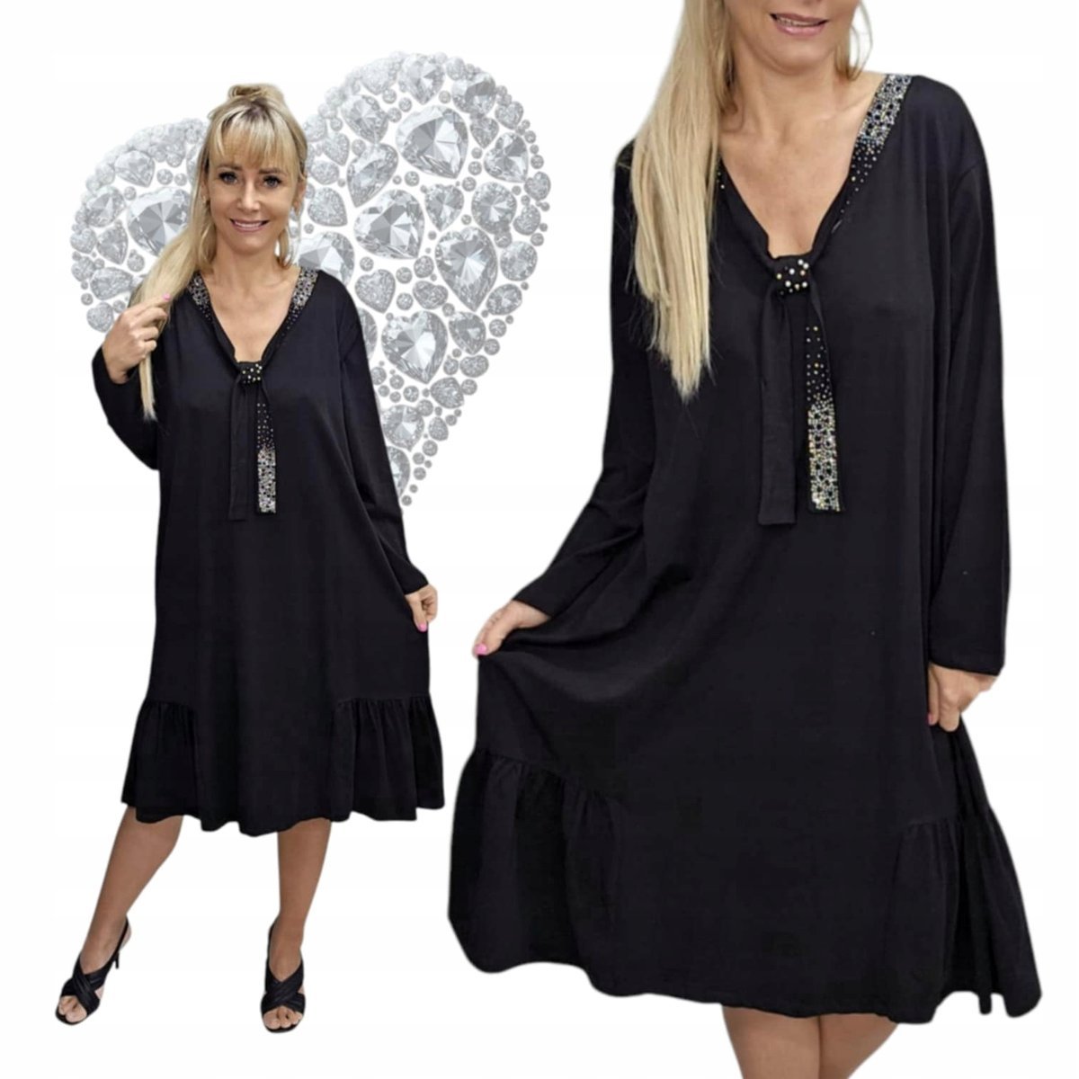 ELEGANCKA SUKIENKA arafatka ZDOBIONA CYRKONIAMI FALBANKA 50 52 5XL 3246