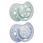 Smoczki uspokajające - LOVI Smoczek silikonowy dynamiczny 3-6m Blossom Blue, 2 szt. - miniaturka - grafika 1