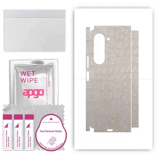 Folia naklejka skórka strukturalna na TYŁ+BOKI do Samsung Galaxy Z Fold5 -  Skóra Krokodyla Biała - apgo SKINS - Szkła hartowane na telefon - miniaturka - grafika 1