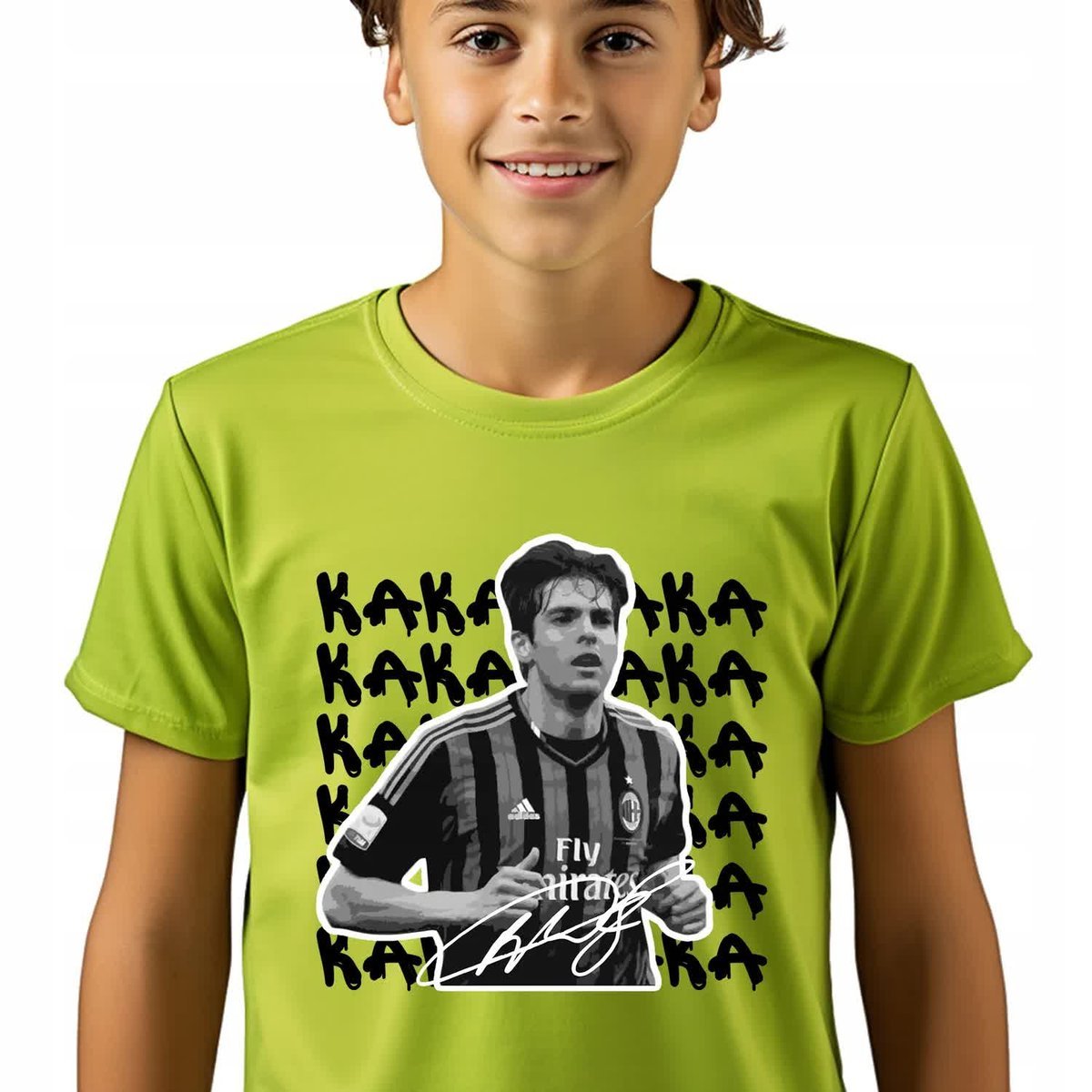 T-SHIRT KOSZULKA DZIECIĘCA LIMETKA 134cm Kaka Legenda Piłkarze Piłka Wzory