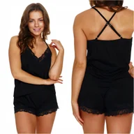 Piżamy damskie - Piżama damska z koronką DOCTOR NAP 5132 BLACK XL - miniaturka - grafika 1