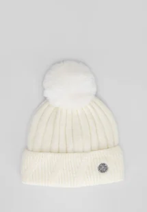 Czapka damska zimowa z pomponem ecru - Czapki damskie Czapka damska zimowa z pomponem ecru - Czapki damskie - miniaturka - grafika 1
