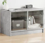 Szafki RTV - Szafka pod TV ze szklanymi drzwiami betonowa szara 68x37x42 cm - miniaturka - grafika 1