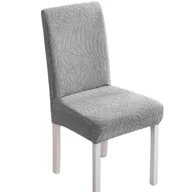 Pokrowce na meble - POKROWIEC NA KRZESŁO JASNY SZARY WELUR ŻAKARD WZORY ELASTYCZNY [21ZD] - miniaturka - grafika 1