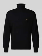 Swetry męskie - Golf z mieszanki wełny z wyhaftowanym logo - miniaturka - grafika 1