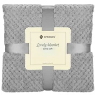 Koce - Narzuta na łóżko, pled 200x220 cm dwustronny, tłoczony koc na kanapę szary - miniaturka - grafika 1