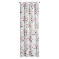 Zasłony - Zasłona 140x270 Ellie z motywem kwiatowym biała gotowa na przelotkach Z10 - miniaturka - grafika 1