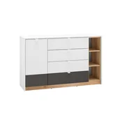 Regały - Komoda z regałem TORINO 06 Biały, grafit, dąb castello - miniaturka - grafika 1