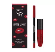 Szminki - Golden Rose Matte Lipkit Zastaw do Ust Scarlet Red R-MLK-SCR - miniaturka - grafika 1