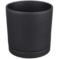 Donice - Ceramik Doniczka ceramiczna z podstawką Vienna śr.15cm grafitowa - miniaturka - grafika 1