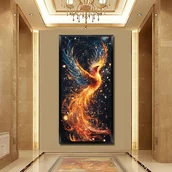 Rękodzieło - TEMU Piękny zestaw do malowania diamentami 5D Feniks, pełne okrągłe kamienie – idealna dekoracja domu i prezent na Dzień , Dzień Ojca czy Urodziny - miniaturka - grafika 1