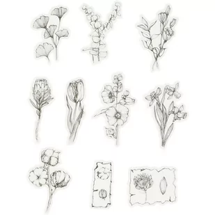 Naklejki, Washi Kwiaty, czarno-białe - Scrapbooking - miniaturka - grafika 1