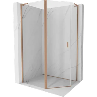 Mexen Mist L kabina prysznicowa pięciokątna asymetryczna uchylna 100x80 cm, transparent, miedź szczotkowana - 8A8L-100-080-65-00 - Kabiny prysznicowe - miniaturka - grafika 1