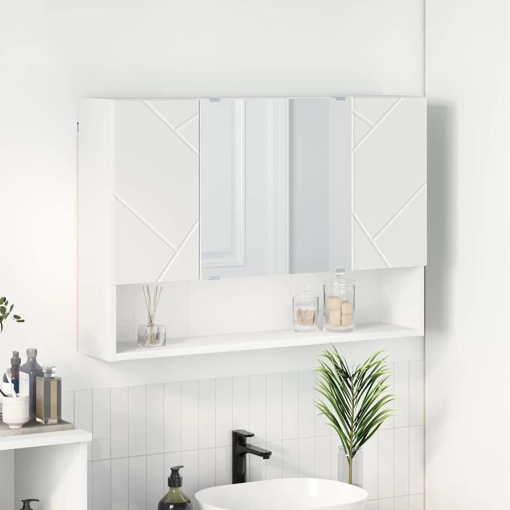 vidaXL vidaXL Szafka z lustrem Biały 80 x 17 x 55 cm Materiał drewnopochodny