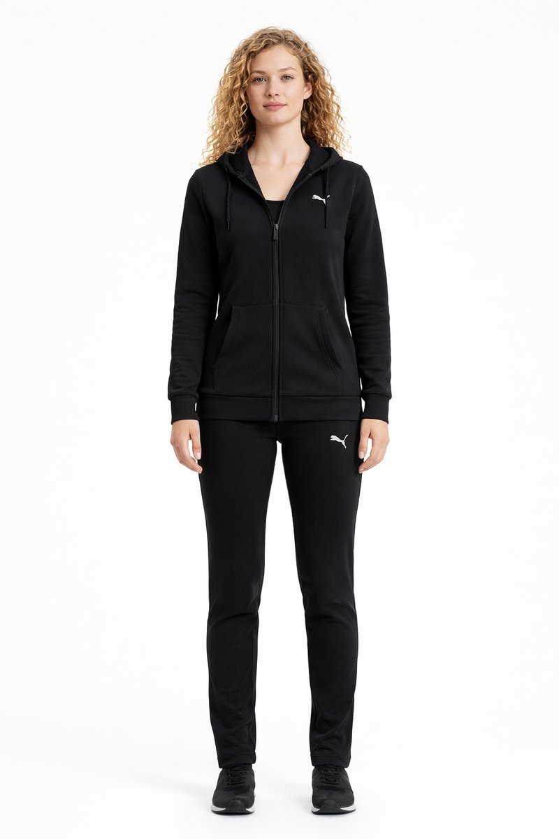 PUMA CZARNA BLUZA DAMSKA Z KAPTUREM I BIAŁYM LOGO M 1I4A