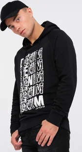 Ombre Męska bluza kangurka nierozpinana z kapturem i nadrukiem - czarna V1 OM-SSPS-0158 L - Bluzy męskie - miniaturka - grafika 1
