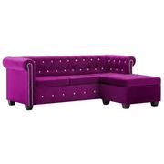 Narożniki - Aksamitna sofa w stylu Chesterfield ELIOR Charlotte 4Q, purpurowa, 72x142x199 cm - miniaturka - grafika 1