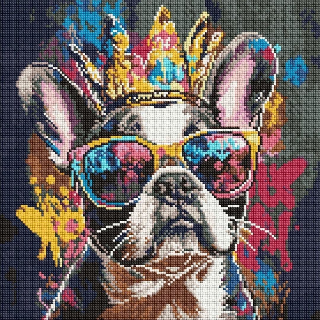 Diamentowa mozaika - Jasny buldog 40x40cm