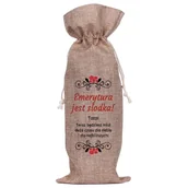 Ozdoby bożonarodzeniowe - Worek Na Butelkę Lniany - Emerytura Jest Słodka (72) - miniaturka - grafika 1