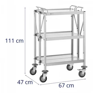 Wózek kelnerski - 3 półki - 50 x 83 (2 szt.) / 40 x 58 cm - 90 kg - składany ROYAL CATERING 10012723 RCSW-100 - Wózki na żywność - miniaturka - grafika 5