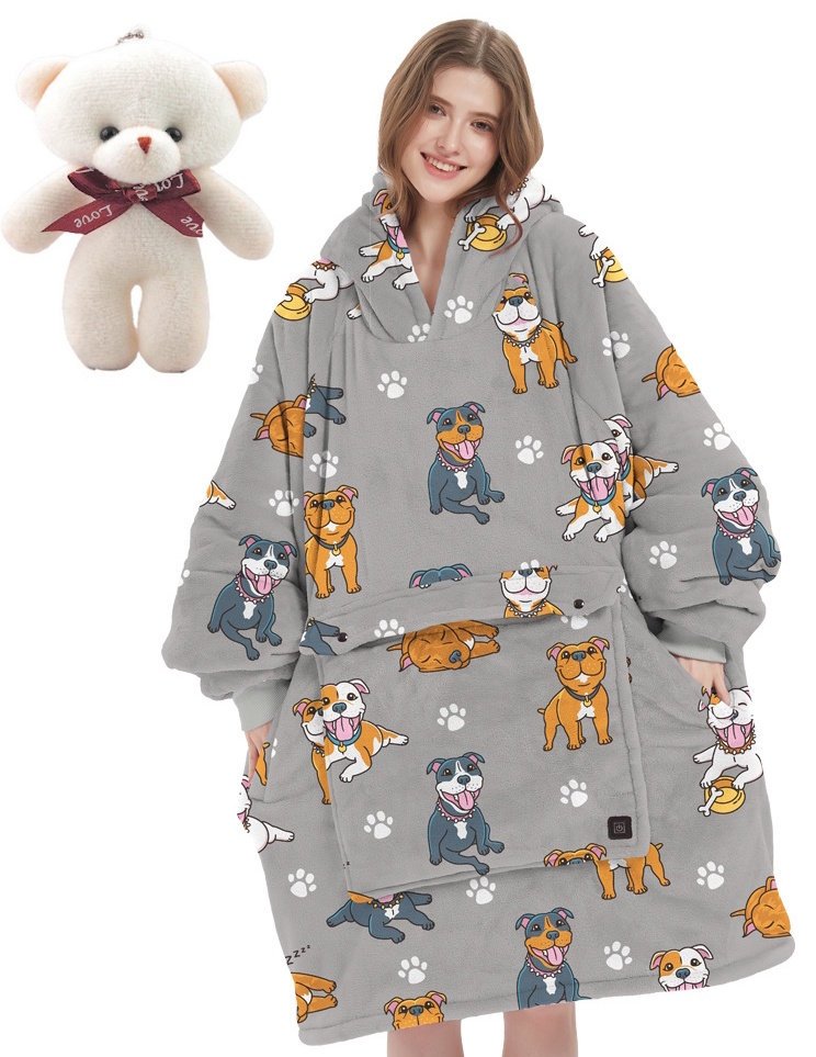 OGRZEWANA KOCOBLUZA PIES+MIŚ BLUZA OVERSIZE KAPTUR NA LATO na USB 35°-55