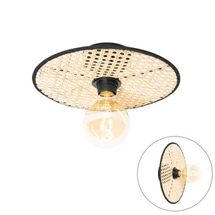 QAZQA Wiejska lampa sufitowa i ścienna czarna z rattanem 35 cm - Kata - Oprawy, klosze i abażury - miniaturka - grafika 1