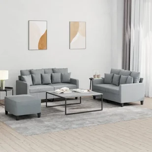 3-częściowy komplet wypoczynkowy, obity tkaniną, jasnoszary - Sofy i kanapy - miniaturka - grafika 1