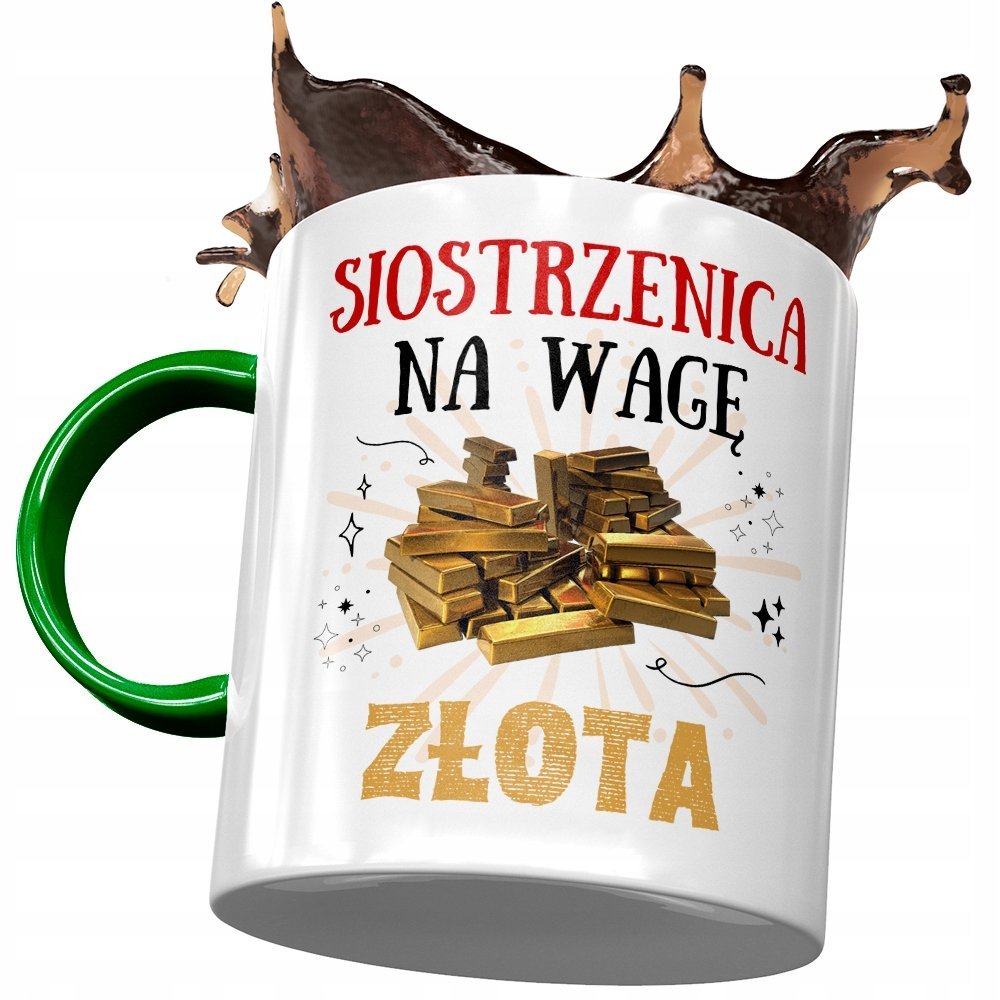 Kubek Zielony Dla Siostrzenicy na Urodziny Prezent z Nadrukiem ze Zdjęciem + Opakowanie na prezent (wzór 01)