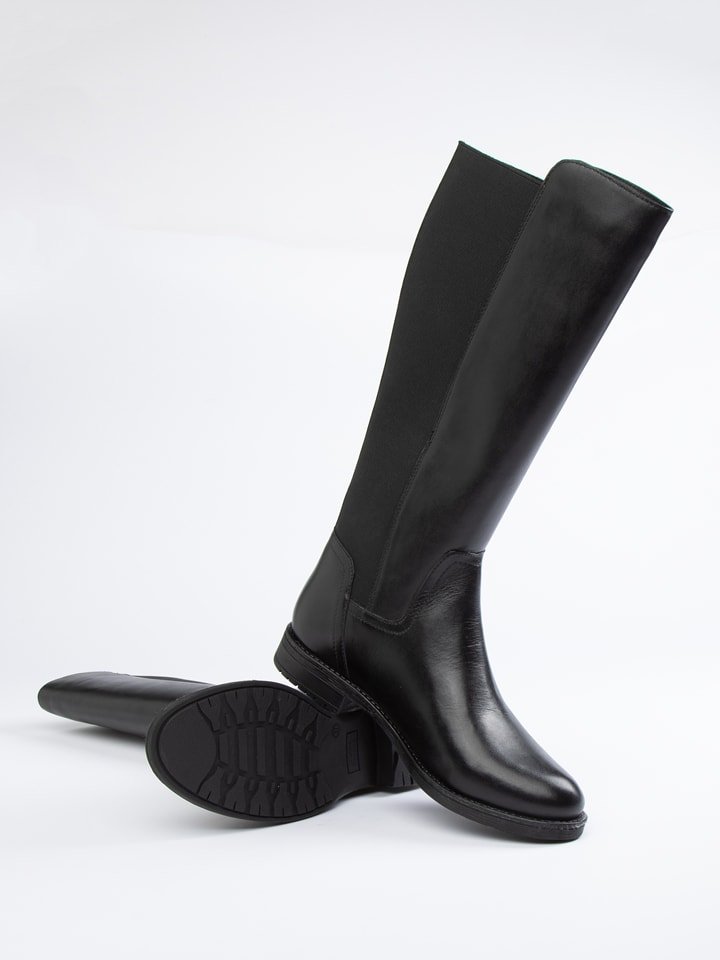 JOLANA & FENENA Skórzane kozaki w kolorze czarnym