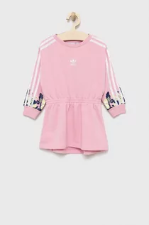 Sukienki - Adidas Originals Originals sukienka dziecięca kolor różowy mini rozkloszowana - grafika 1