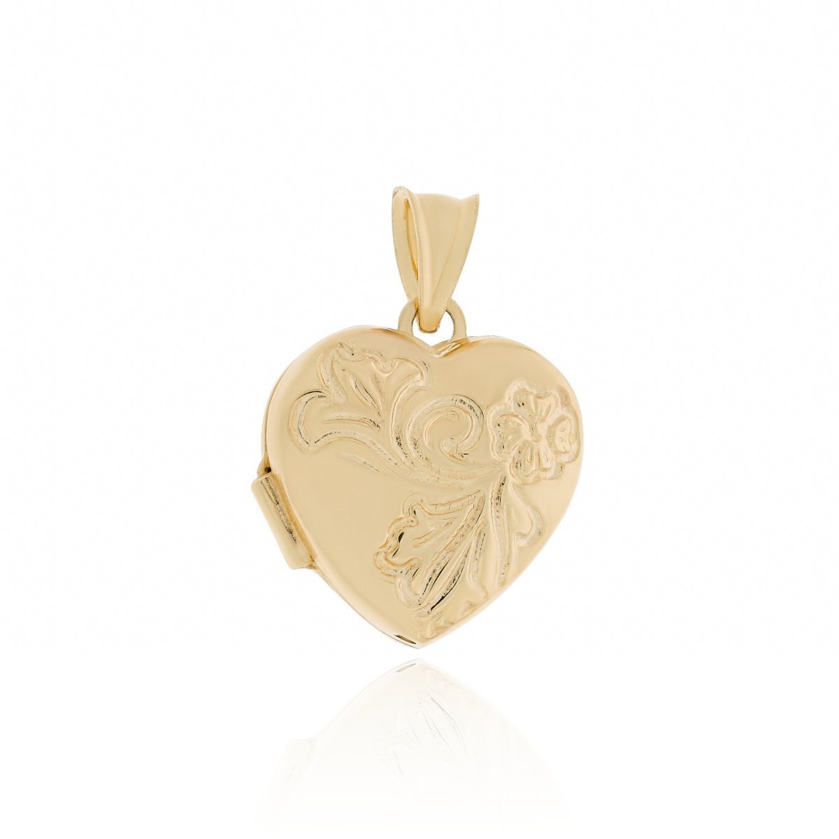 Złota zawieszka puzderko serce z kwiatem pr. 585
