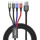 Kable USB - Baseus Fast 4w1 2xUSB-C / lightning / Micro 3,5A 1.2m czarny - miniaturka - grafika 1