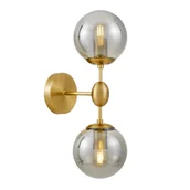 Lampy ścienne - ZODIAK W2 kinkiet mosiężny loft klosze szklane dymione 2xE27 - miniaturka - grafika 1